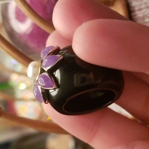 ONYX STERLING SILVER AMETHYST STONE Real Pearl Highly POLISHED RING